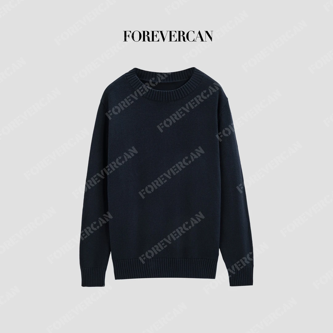 FOREVERCAN“蓝色多瑙河”经典罗纹圆领廓形百搭针织毛衣MY4731