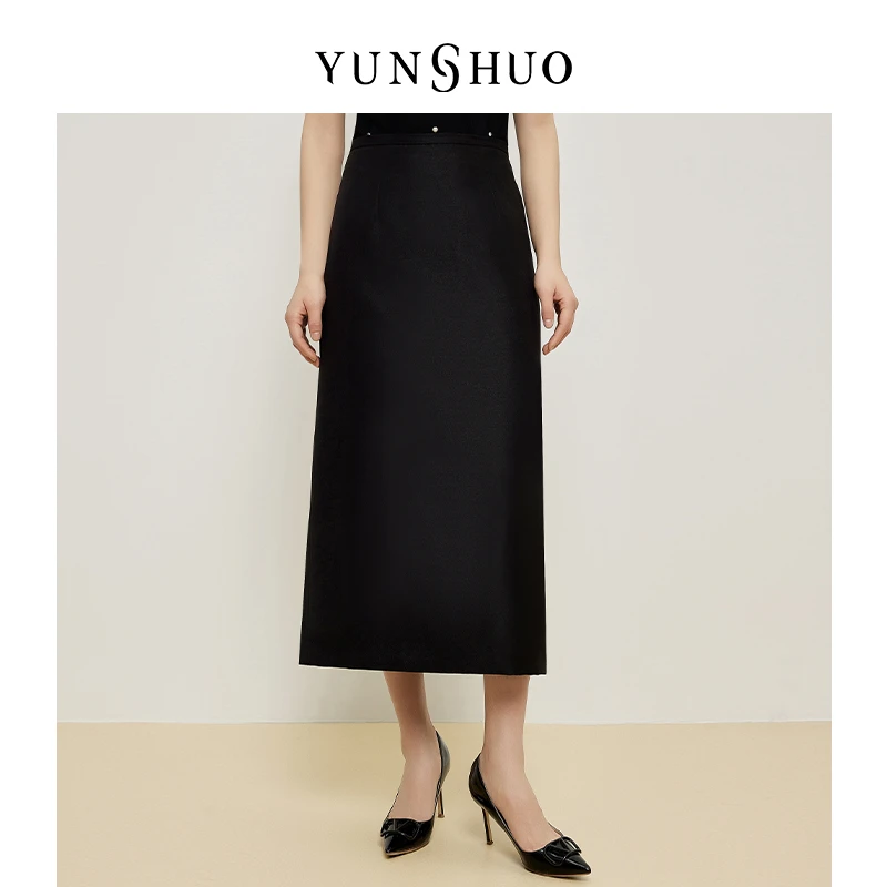 允硕春季新品时尚百搭中长款修身A字裙女收腰高腰气质半裙216164