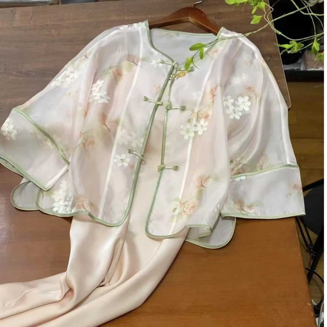 【一路生花】（送流苏-不扎肤）夏季薄款宽松国风防晒衣外套女中国风