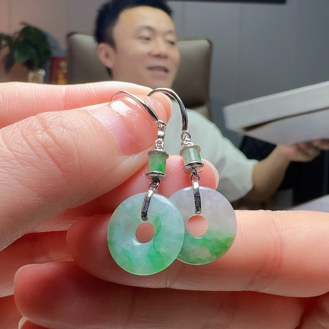 翡翠银S925镶嵌耳饰多样性发货其一