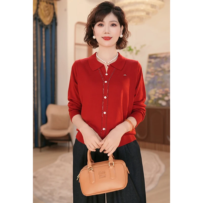 【秋】年轻妈妈秋装时尚针织衫2025新款洋气质中老年女装外穿上衣服