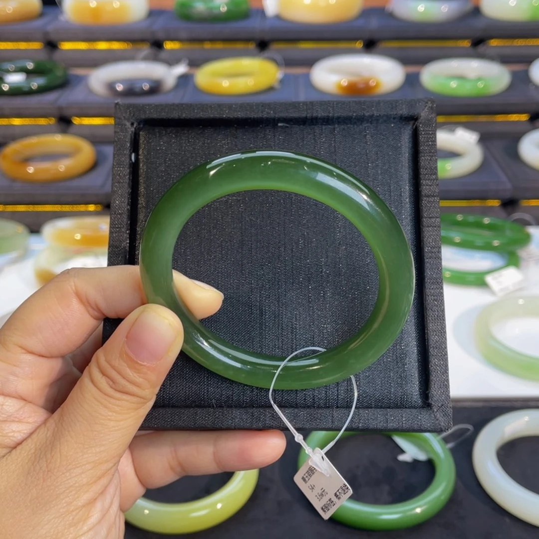 未镶嵌手镯和田玉（碧玉）-高冰辣绿猫眼54