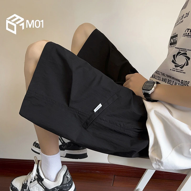 M01褶皱运动短裤夏薄款宽松篮球裤子潮流速干休闲五分沙滩裤潮牌