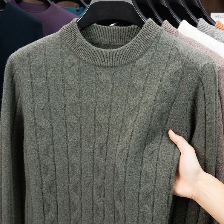 A10 [100 羊毛] [品牌工厂] 秋冬新款加厚男装保暖圆领提花