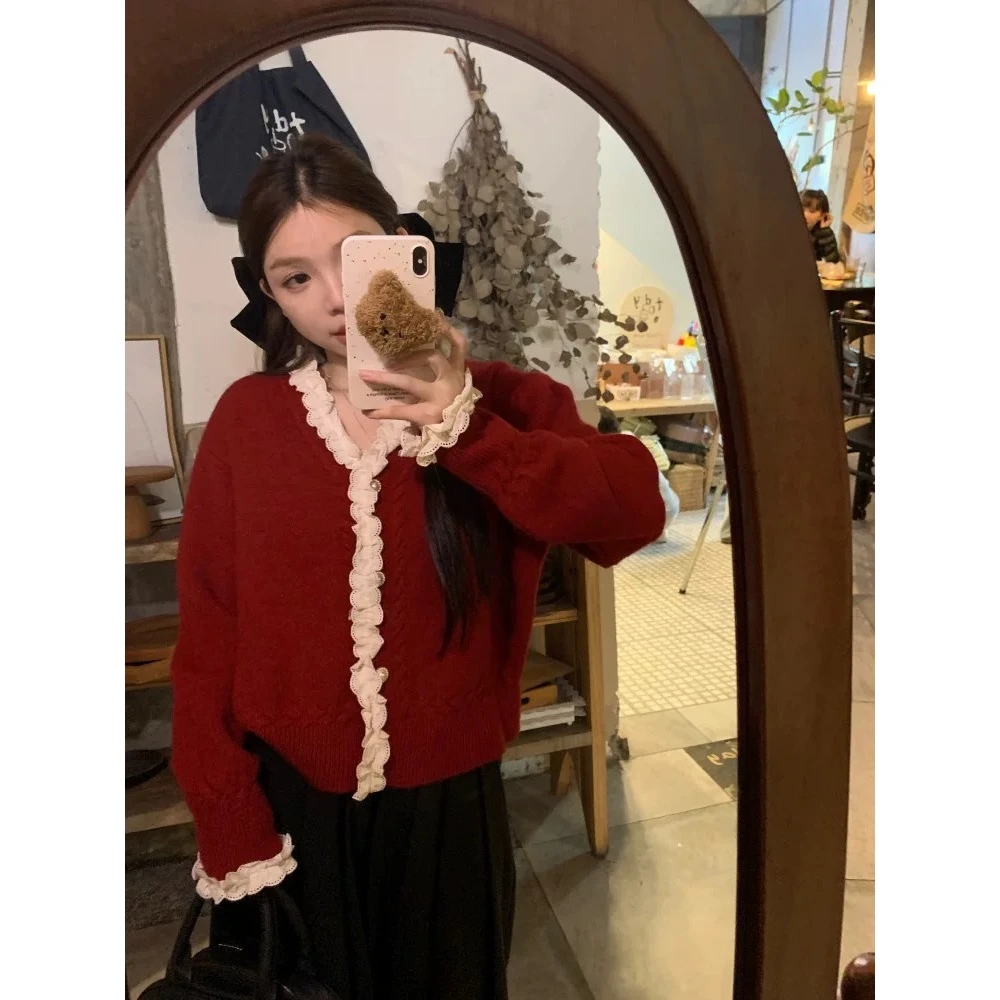 【青苍 婷哥定制】CCC11264秋季新款显瘦花边针织衫