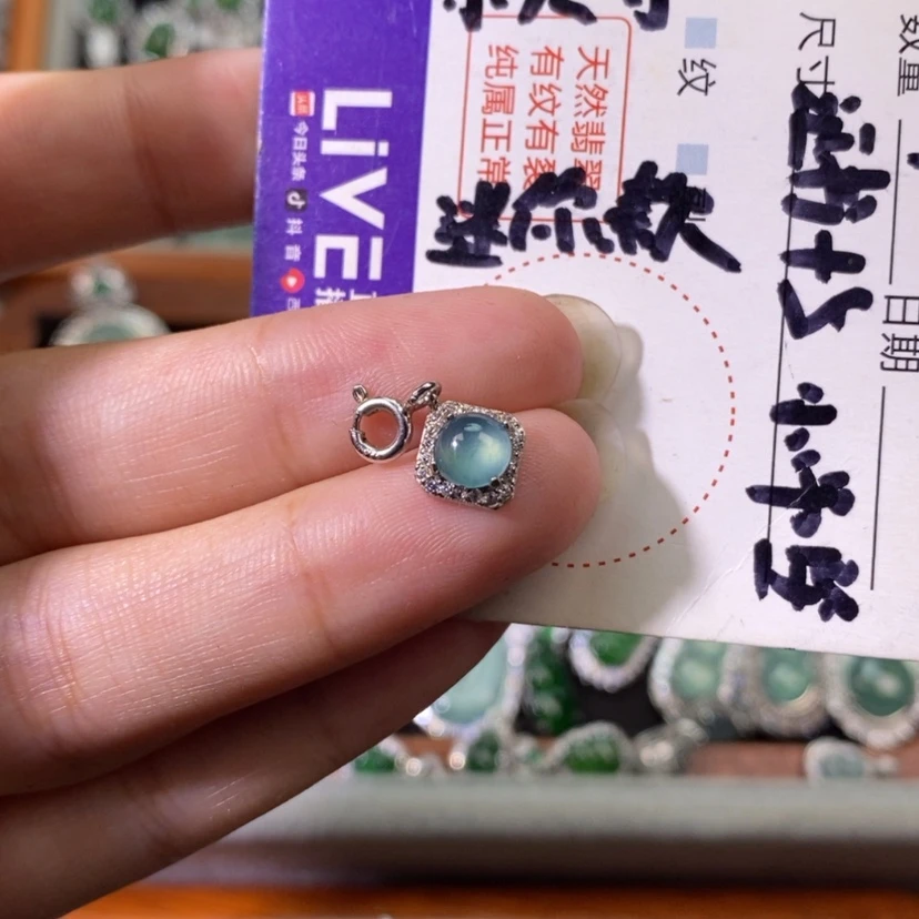 【闪购商品】翡翠银S925镶嵌颈饰天然