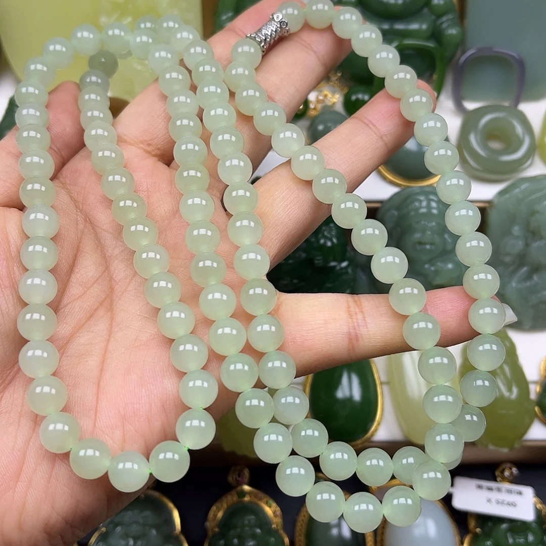 和田玉未镶嵌项链108颗卡8