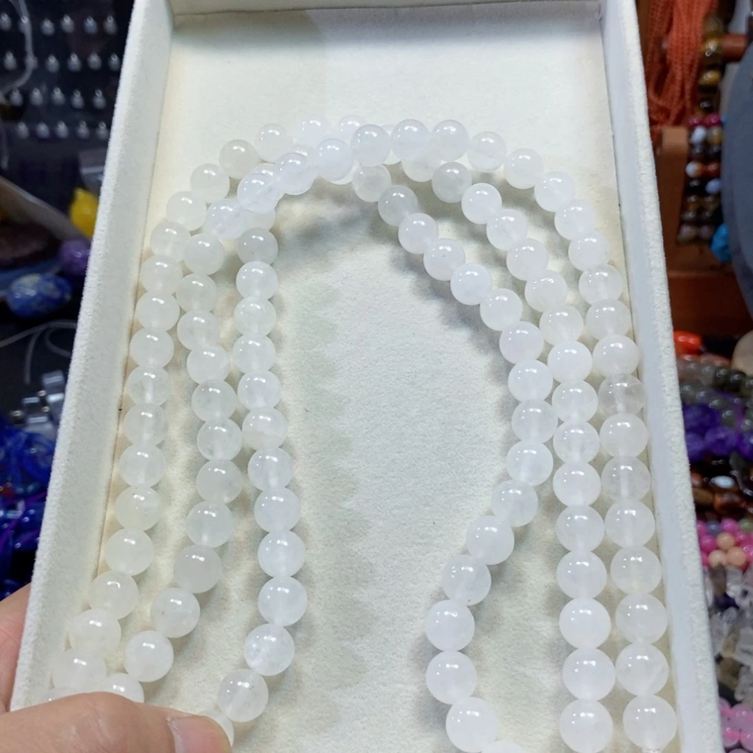 玛瑙/玉髓合金珠宝半成品白水晶兔毛一条卡10mm