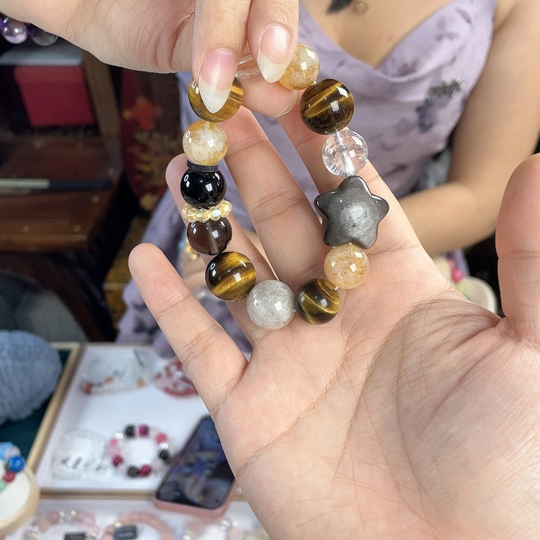 水晶手链银S925镀金镶嵌