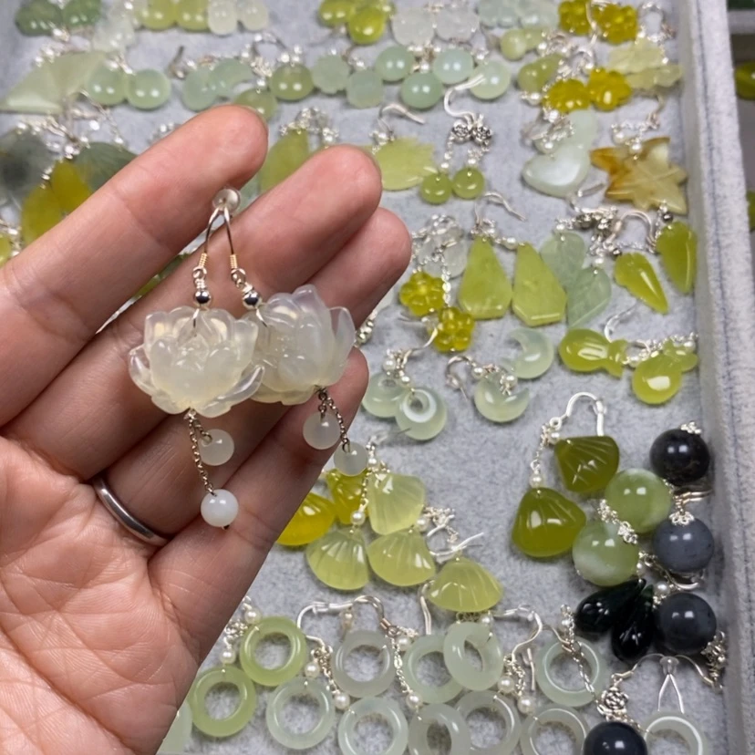 【闪购商品】未镶嵌蛇纹石玉挂件耳饰耳环项链