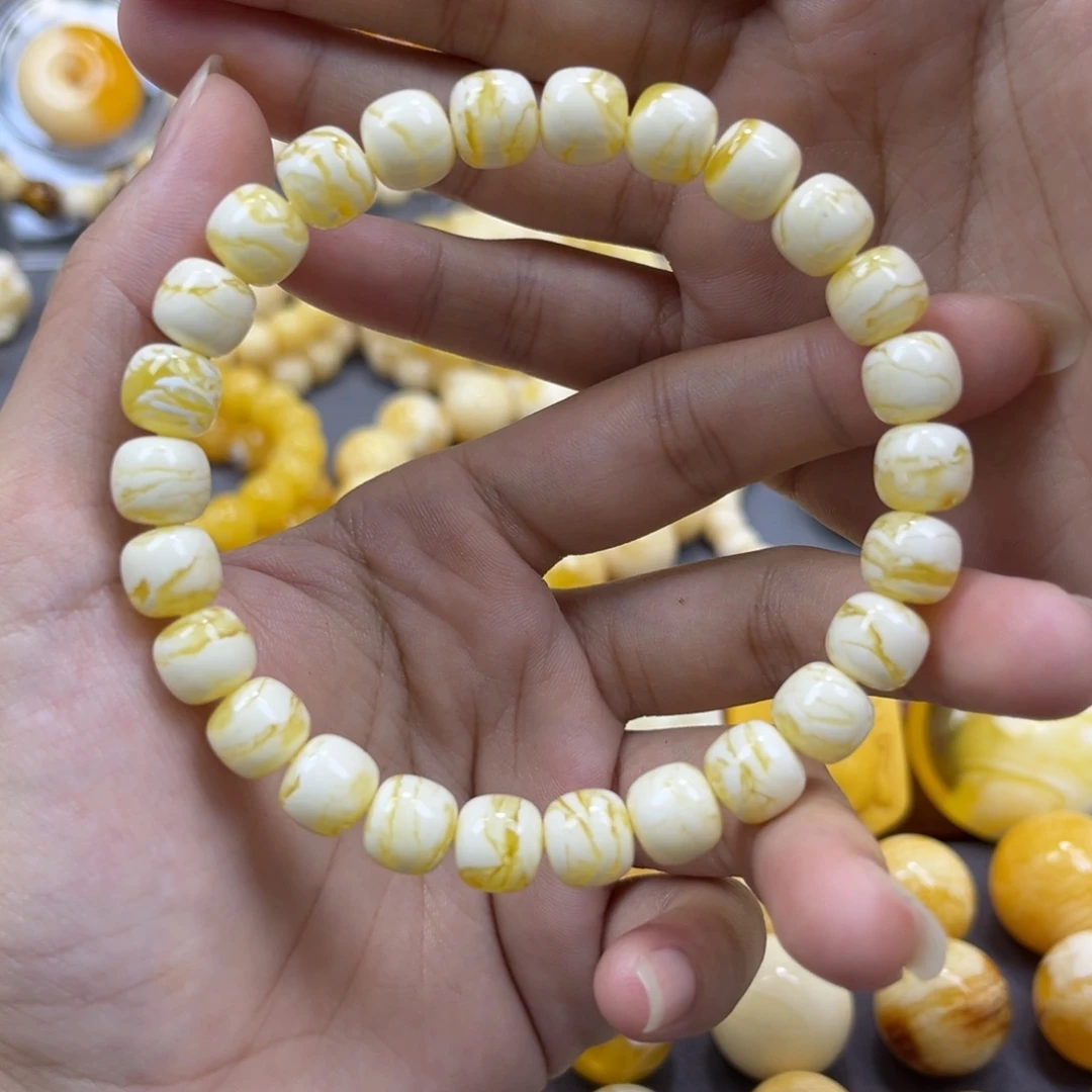 桃***爸琥珀未镶嵌手串同料老邢手串9.2mm
