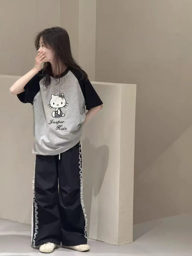 潮童kitty猫插肩短袖61216