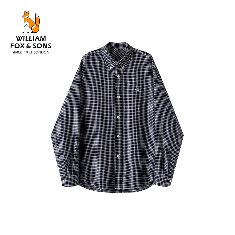 【专区3件7.5折】英国小狐狸秋季时尚格纹宽松休闲长袖衬衫