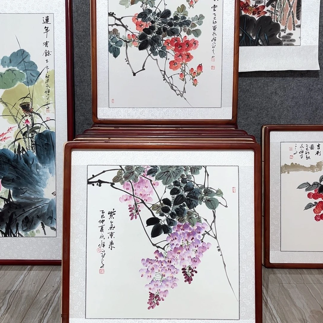 国画书画作品带框63×63
