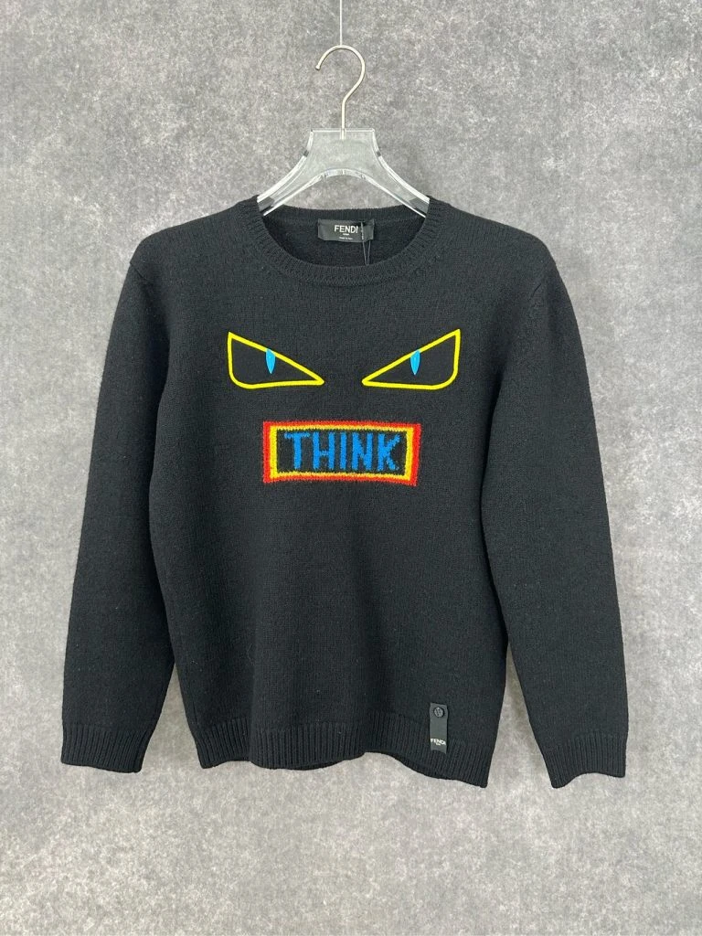99新 FENDI/芬迪 FENDI 芬迪 小怪兽刺绣 毛衣50码/1172