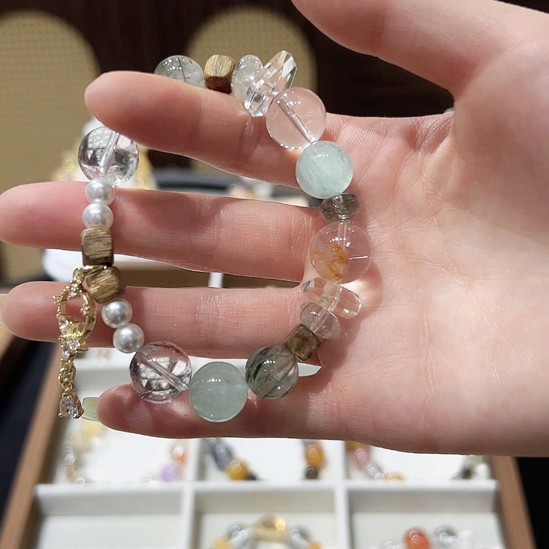 黄晶未镶嵌手链绿萤石