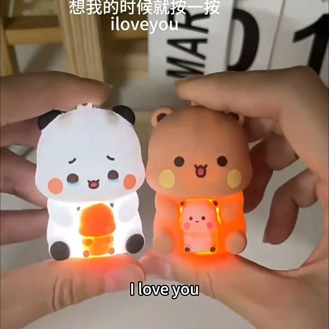 熊猫一二布布iloveyou发光发声表白语音玩具挂件情侣送男女朋友