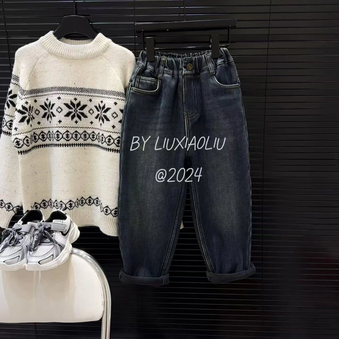 杭州六小六正版 BY LIUXIAOLIU韩版高货冬季儿童加绒牛仔裤15361