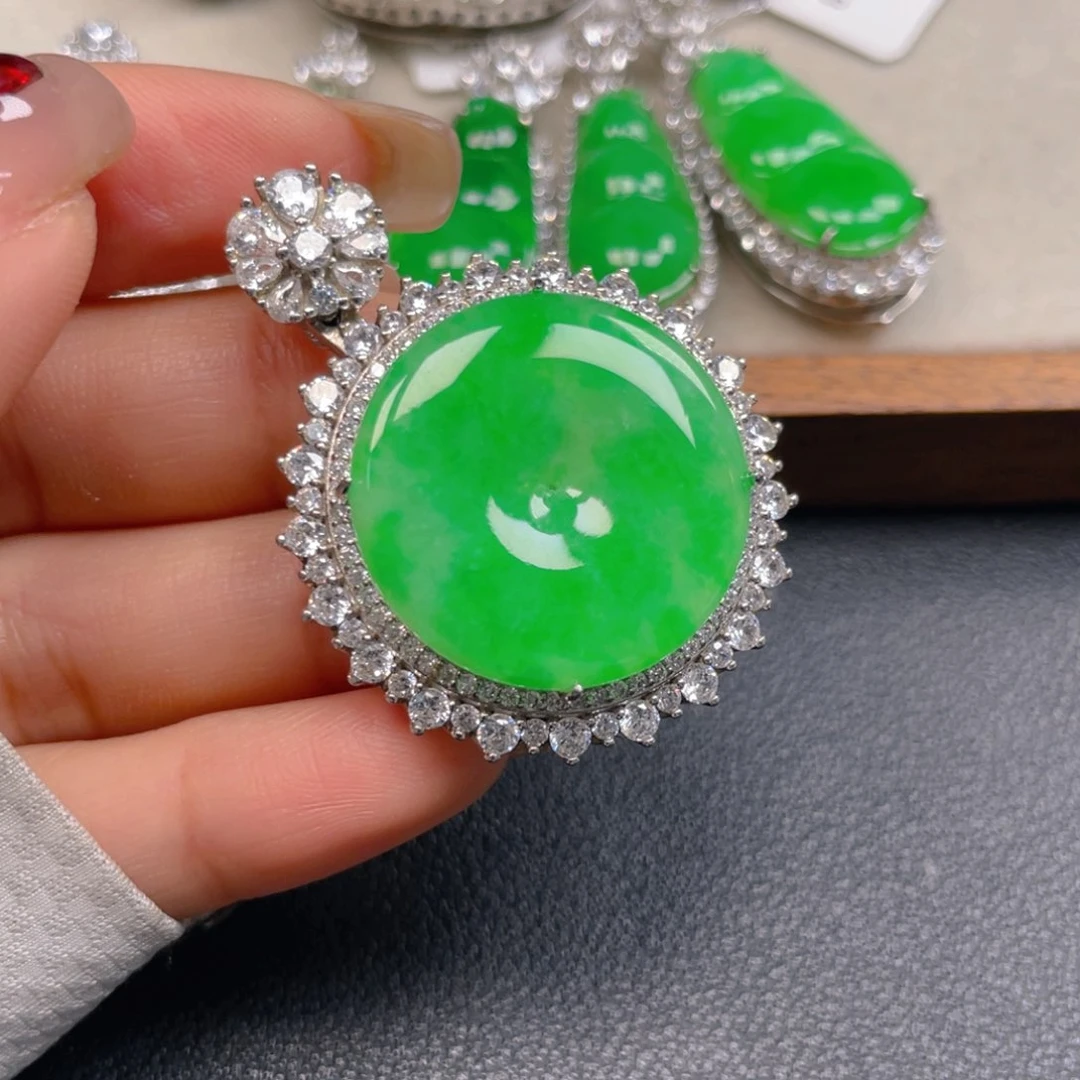 翡翠银S925镶嵌吊坠(不含链)