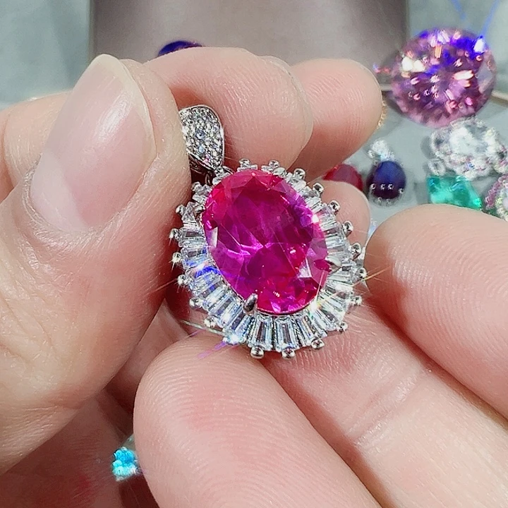 非金属红色蓝色吊坠戒指