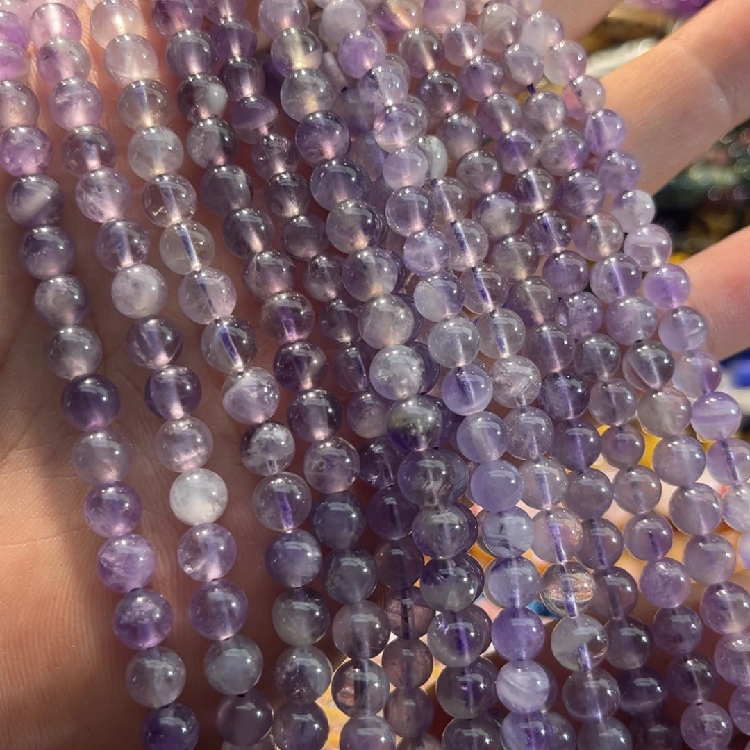 未镶嵌玛瑙/玉髓珠宝半成品紫水晶一条6mm