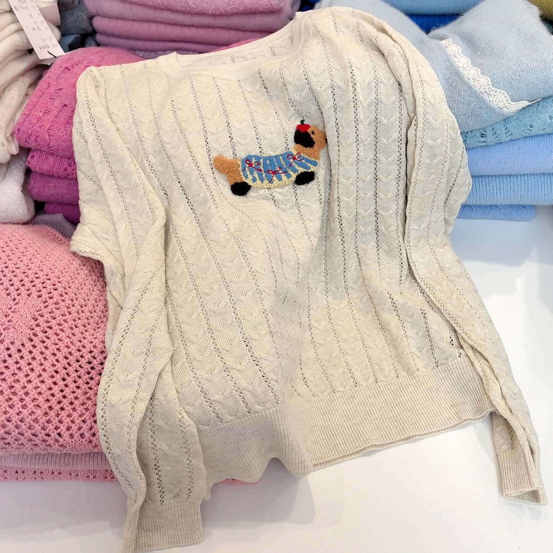 【素简.810133】春款上新桑蚕丝绵羊毛腊肠小狗休闲宝藏上新羊毛衫