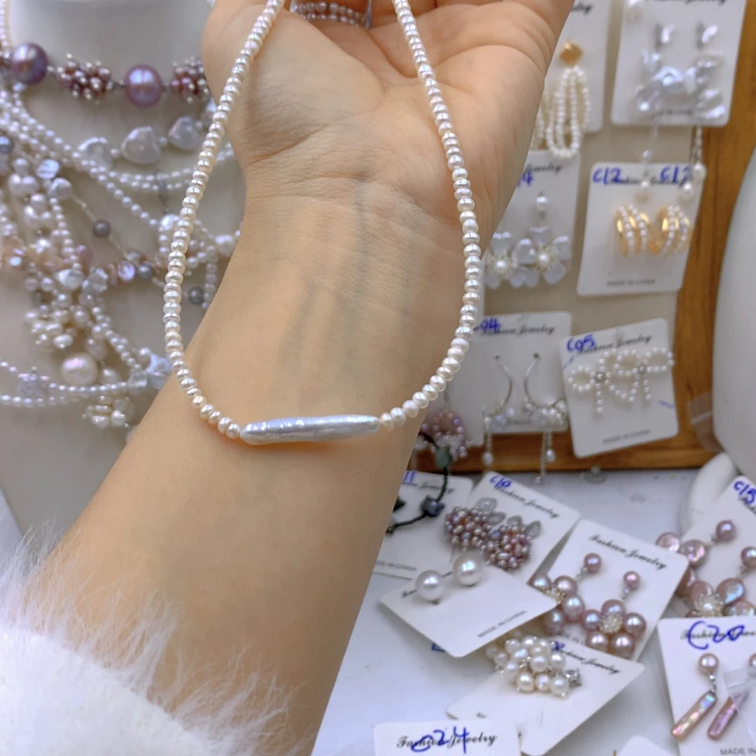 淡水珍珠耳饰银S925镶嵌