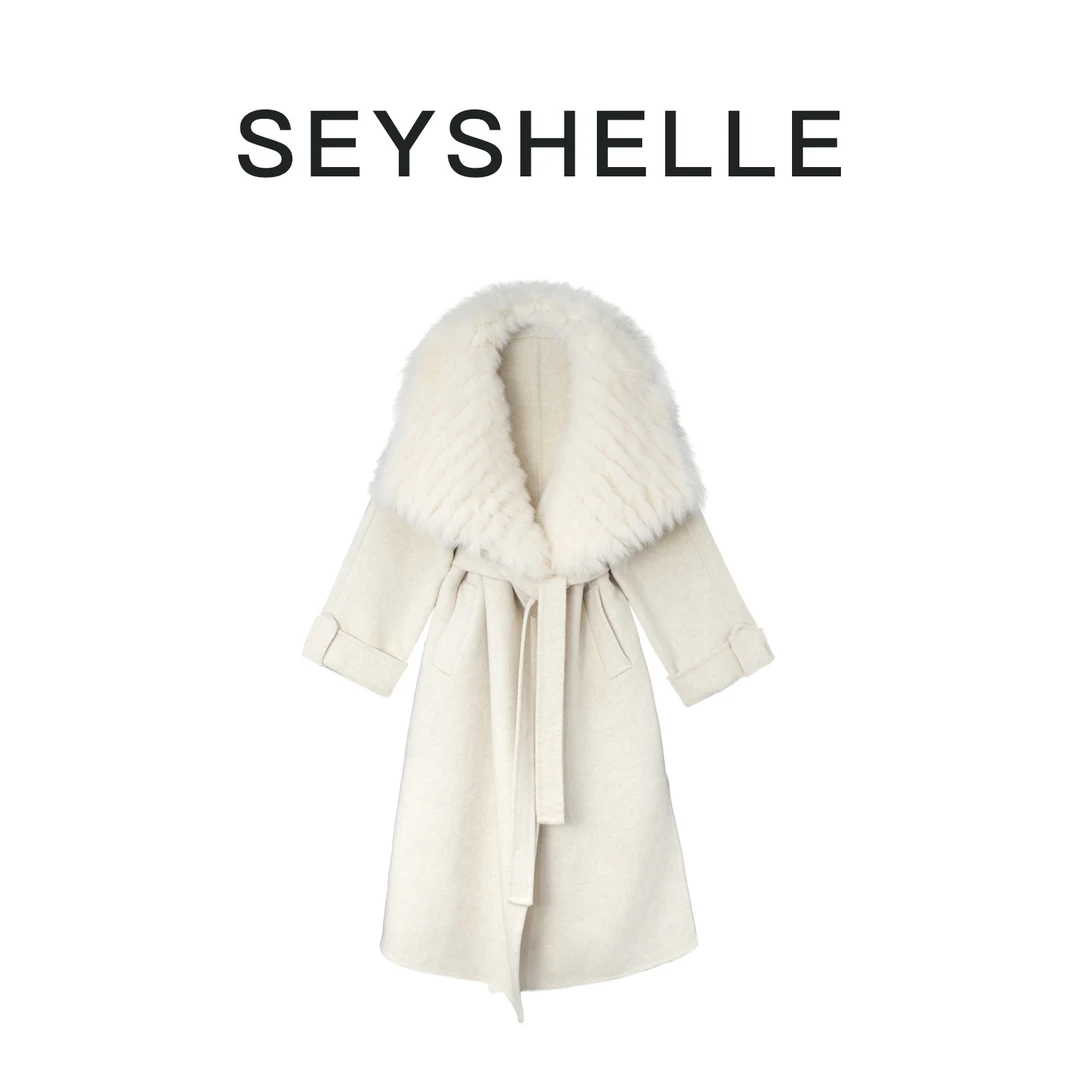 SEYSHELLE2024新款长款双面呢羊毛大衣中款大衣