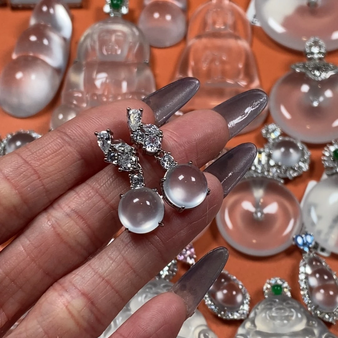 石英质玉合金颈饰鸳鸯耳环