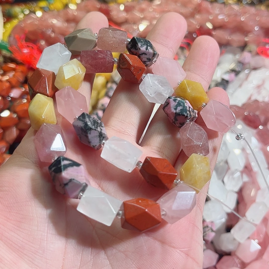 玛瑙/玉髓未镶嵌珠宝半成品多宝八棱一条10x14mm25颗