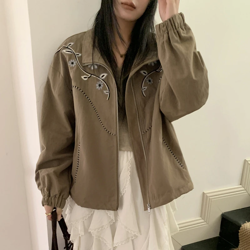 2025新款爆款秋季外套女春秋百搭短款风衣大码外套女胖mm显瘦宽松