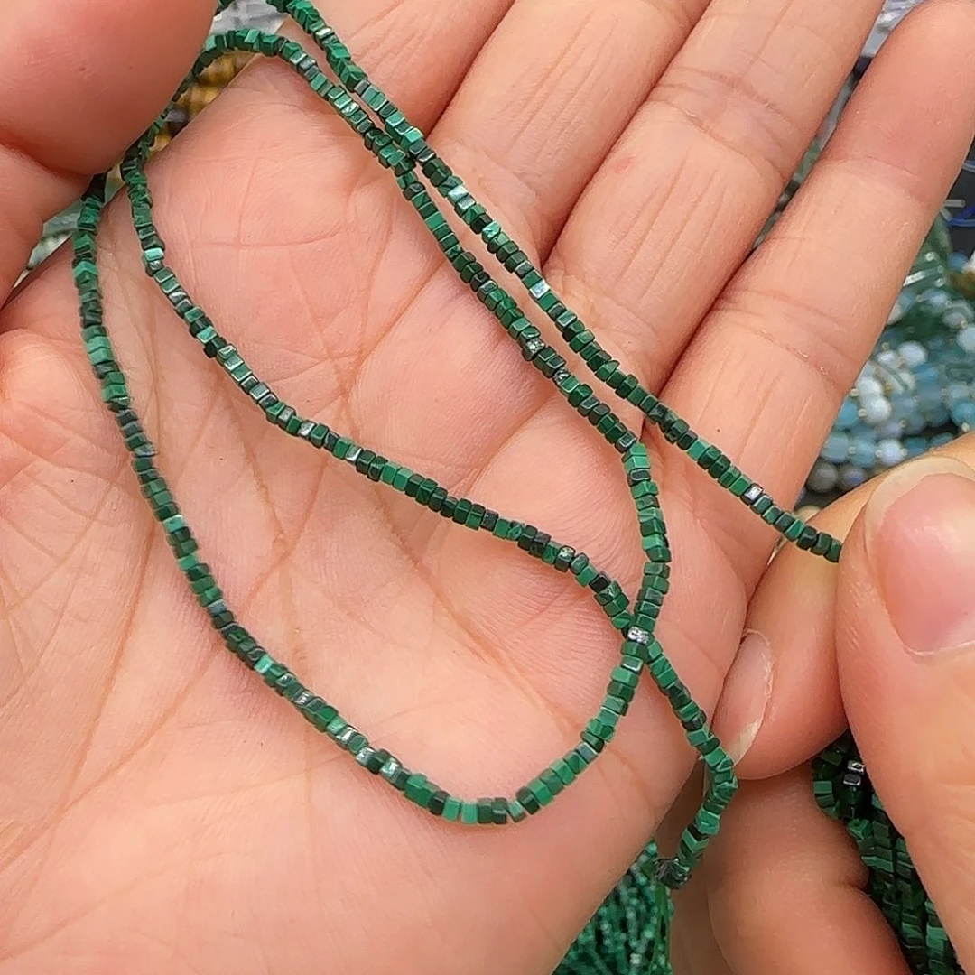 玛瑙/玉髓合金珠宝半成品孔雀石1.5mm一条