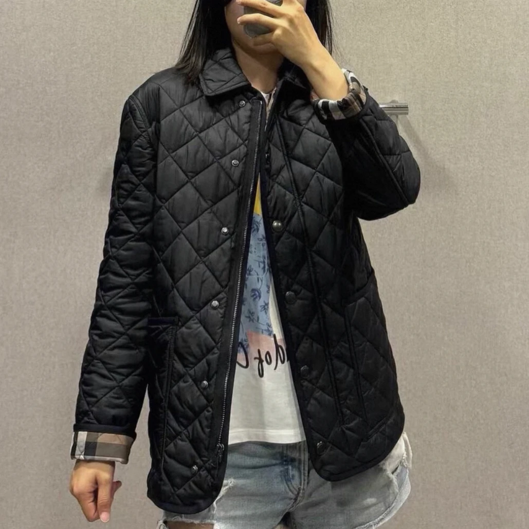 99新 BURBERRY/博柏利 黑色字母logo棉服外套/L码/B02061