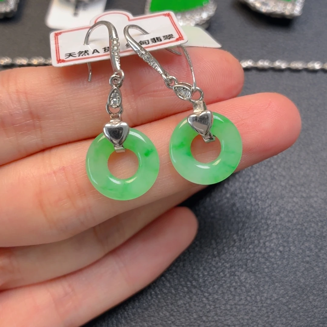 翡翠银S925镶嵌吊坠(不含链)耳坠