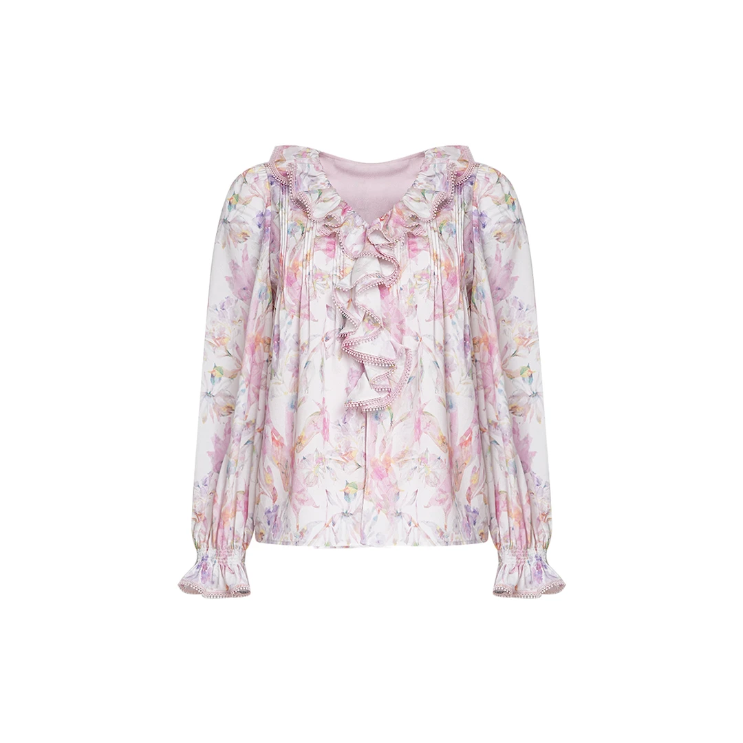 【高高甄选】夏季碎花气质长袖时尚女士衬衫 G242C0022Z