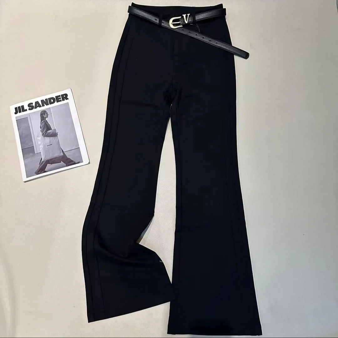 《优麦汇》K5169早春款纯色长裤新款时尚休闲洋气百搭喇叭裤