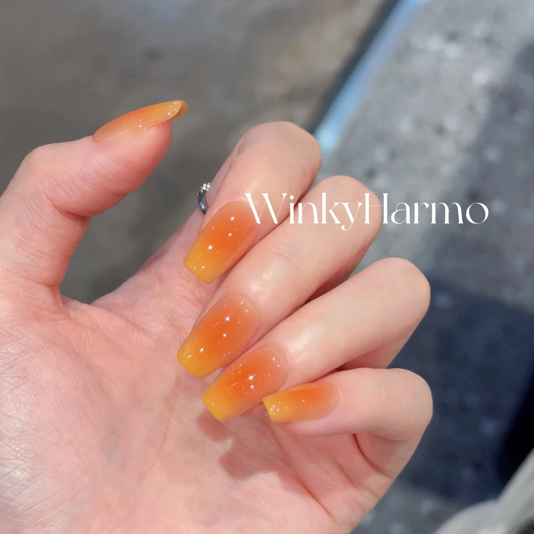 橙汽橘浪 温涵 预售 哇擦么 新甲型 此度 短椭圆手工穿戴甲10片