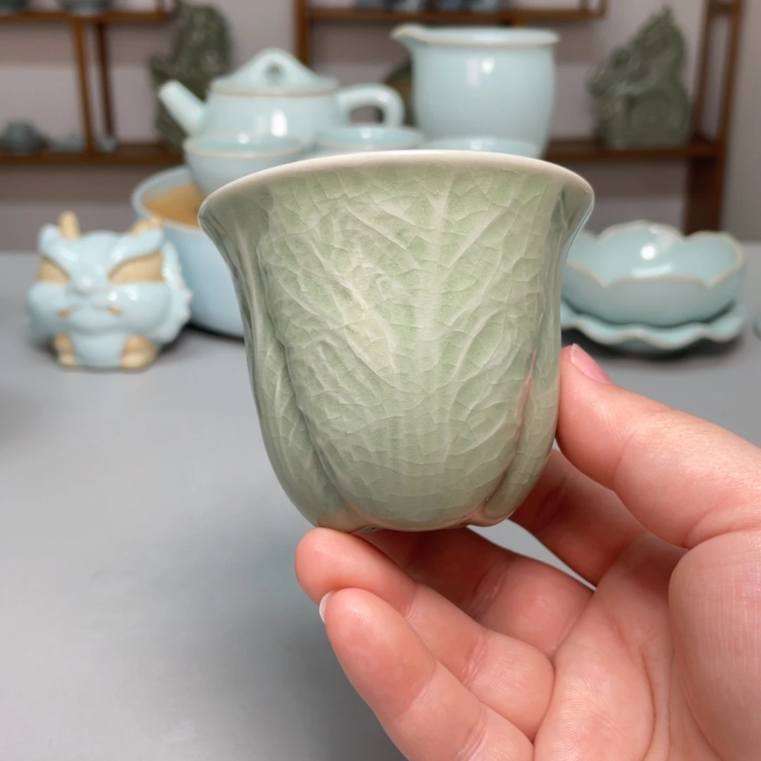 瓷豆绿百财杯赵琳老师带礼盒