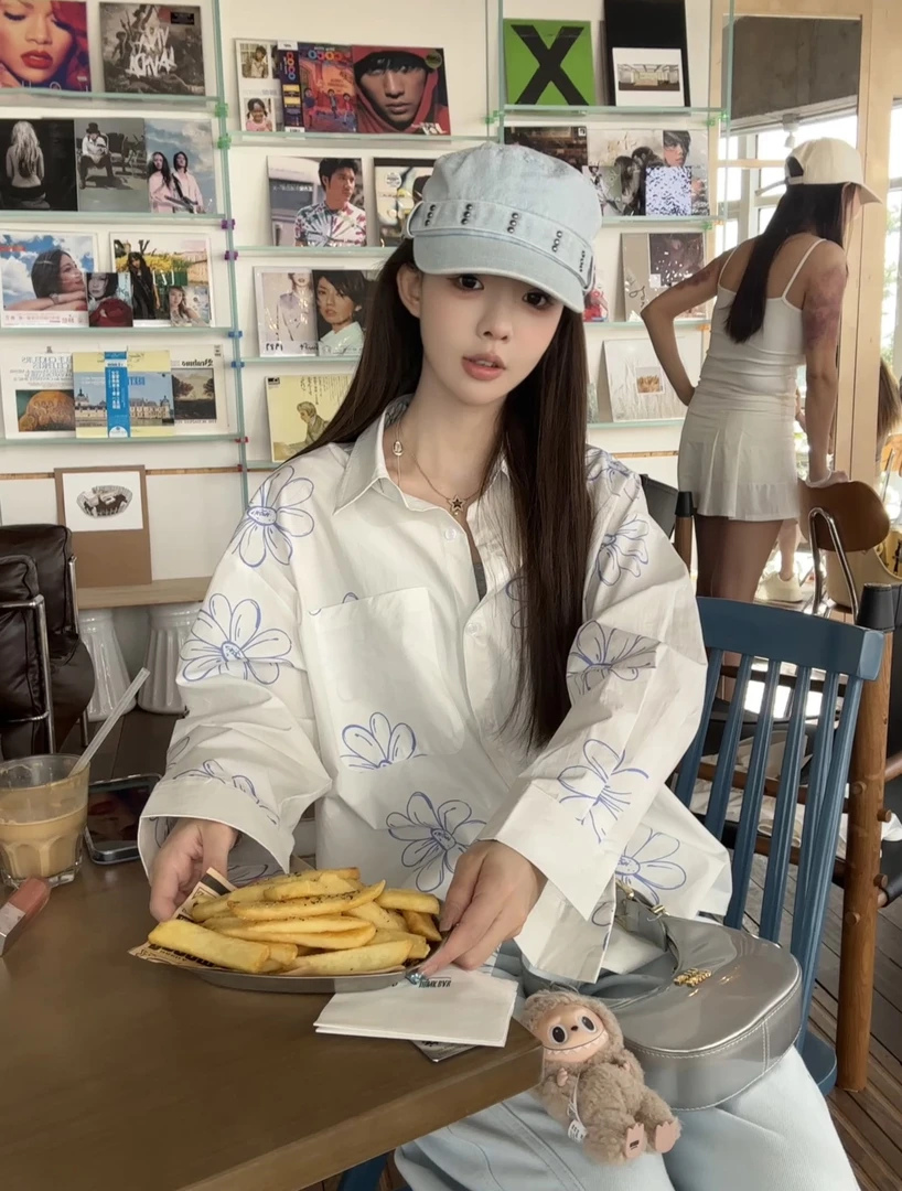 CHACHA【清冷小蓝花】春夏百搭设计感显瘦衬衫