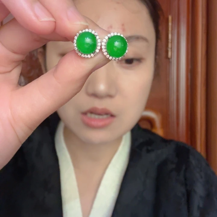 翡翠银S925镶嵌吊坠(不含链)耳饰