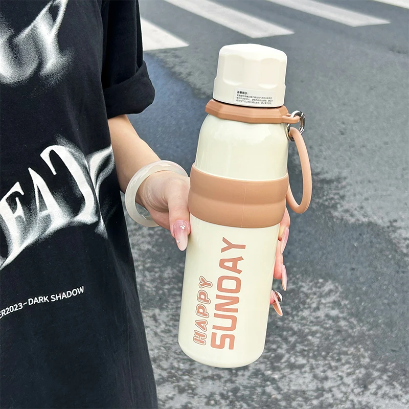 简约保温杯大容量2025新款男女高颜值吸管杯便携提环保冷运动水杯