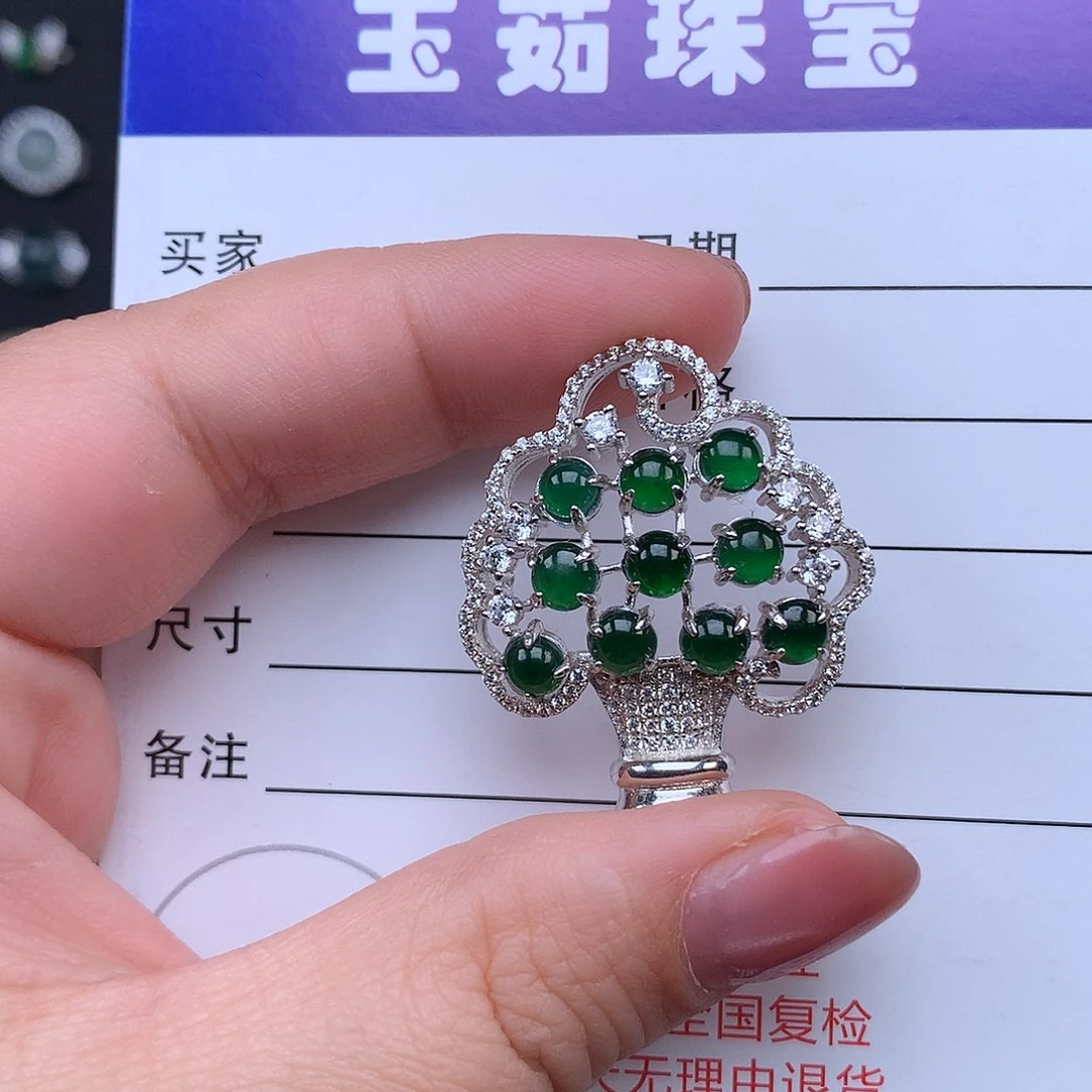 翡翠颈饰银S925镶嵌项链925