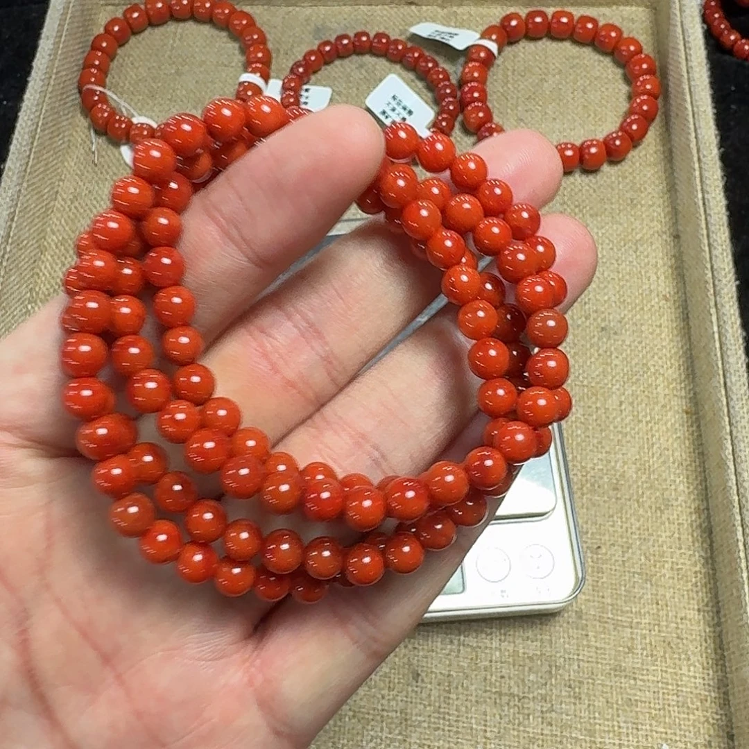 南红玛瑙未镶嵌手链原矿南红项链5mm➕高品质柿子锦