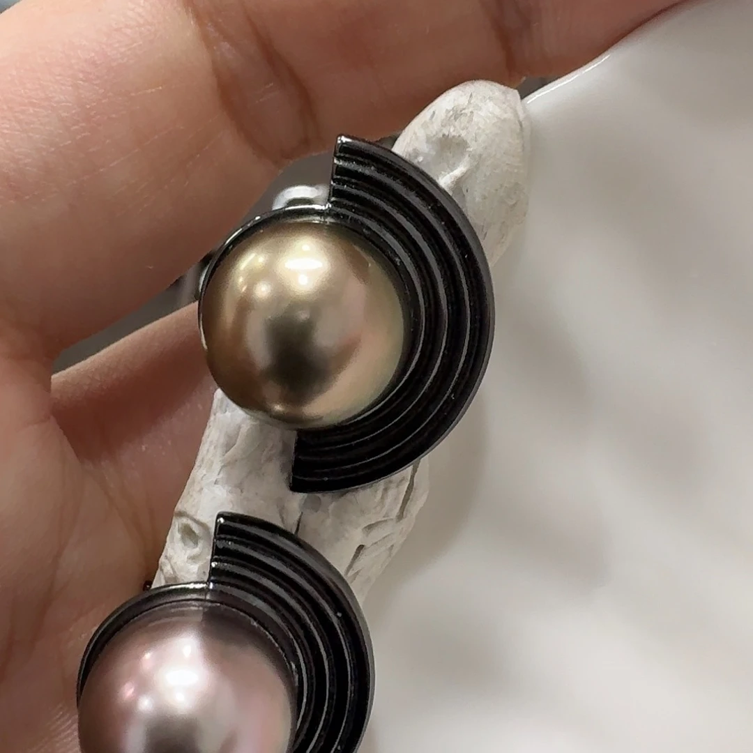 *****银S925镶嵌海水珍珠耳饰