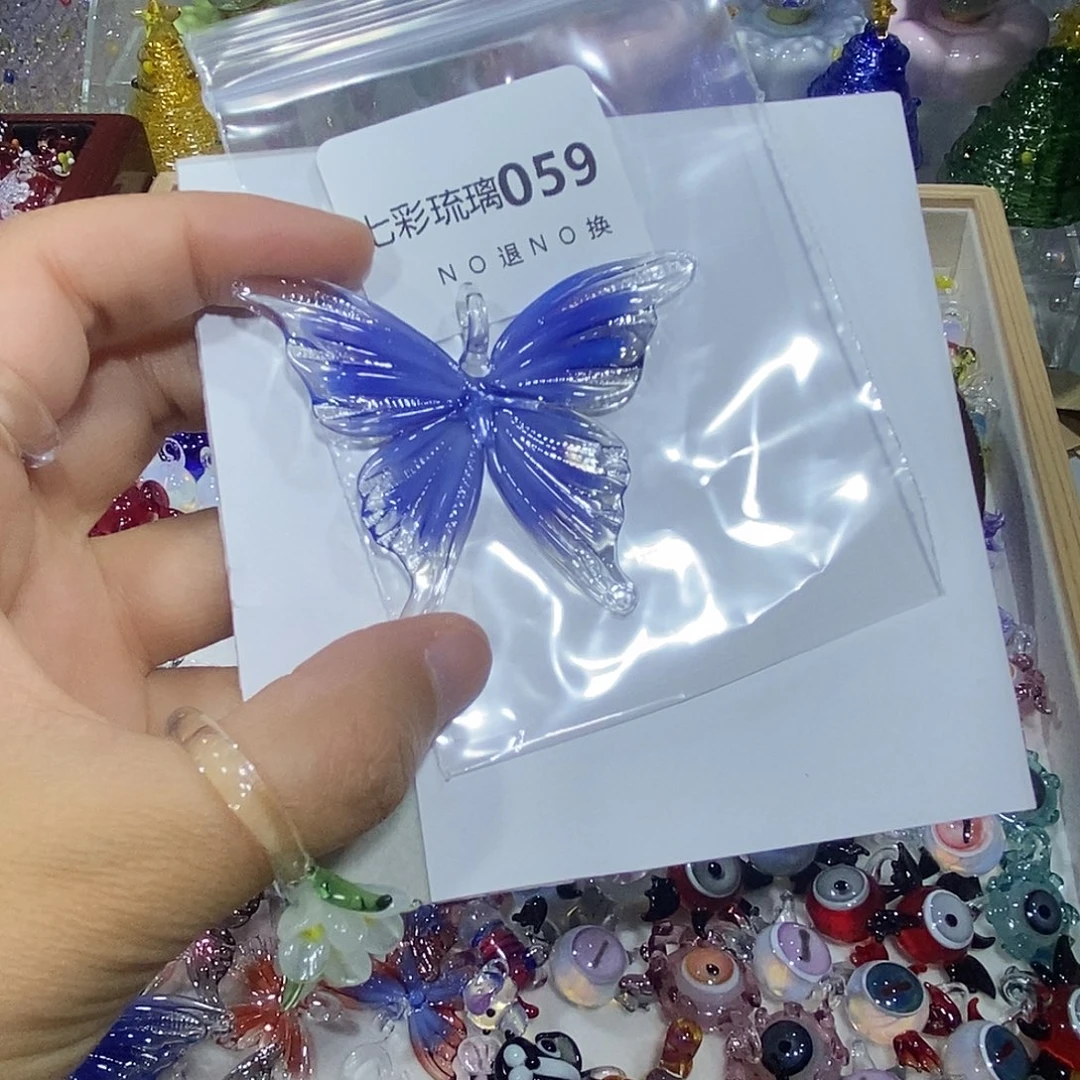 有***子吊坠（不含链）玻璃59蓝色蝴蝶