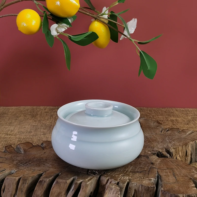 w61景德镇陶瓷燕窝隔水炖家用带盖炖罐/仿古炖盅影青