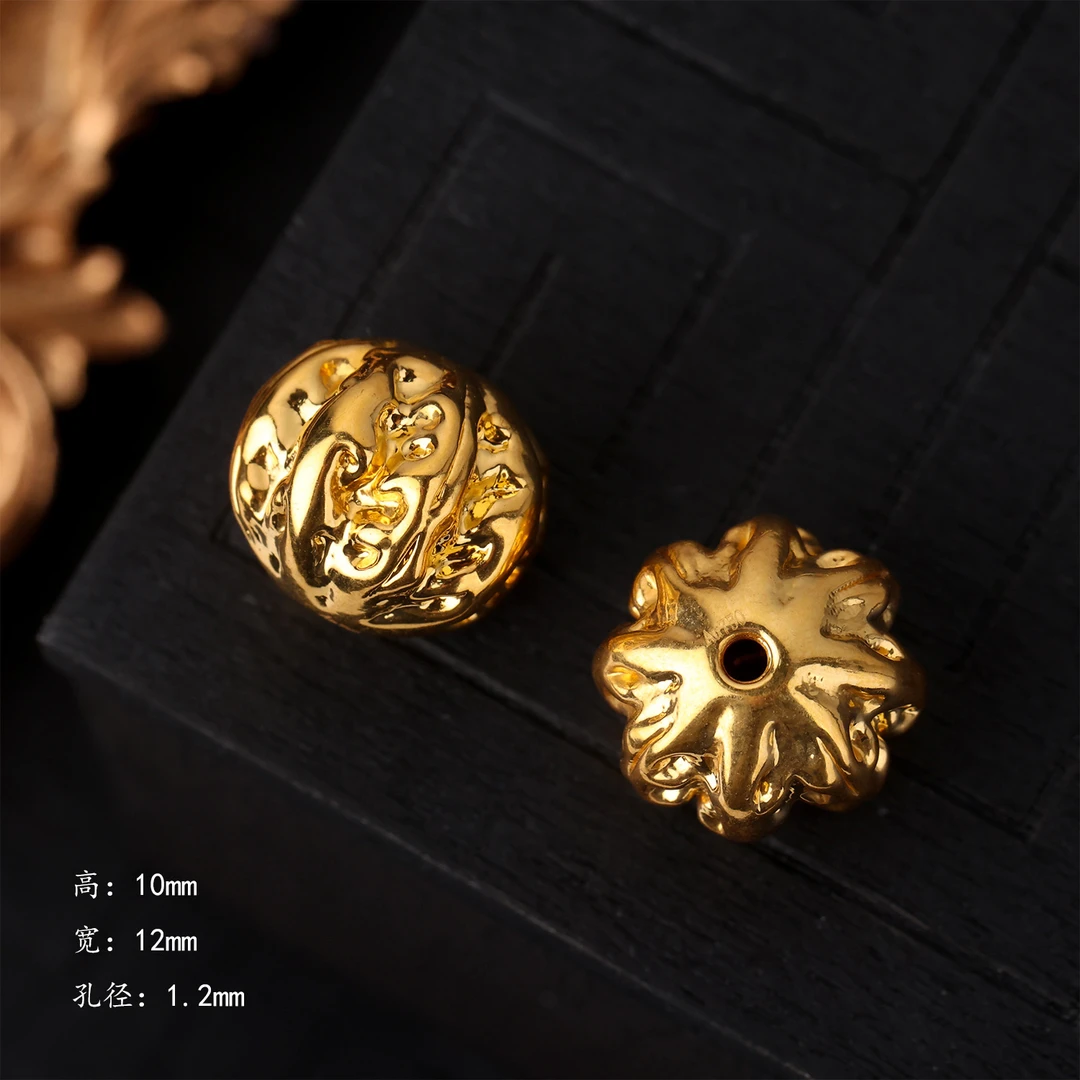 【来福工厂】18k金精工文玩核桃12mm隔珠顶珠DIY文玩配件/多样发一
