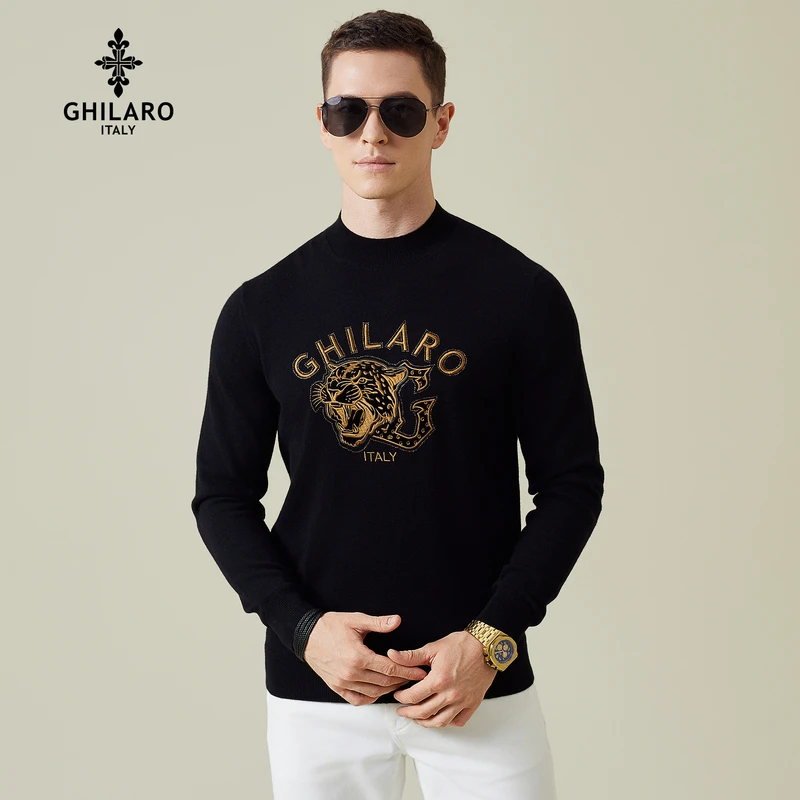 古劳吉那诺秋冬季半高领修身型长袖针织毛衣潮流轻奢秋冬5004