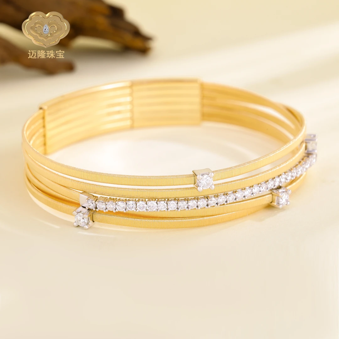 迈隆珠宝灵适系列FlexiFit 星光 ⼿镯绕丝意大利设计款纯手工百搭