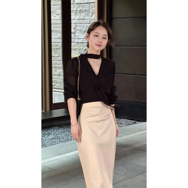 高级感爆款衬衫半身裙两件套2025早秋新款穿搭一整套时尚套装女装